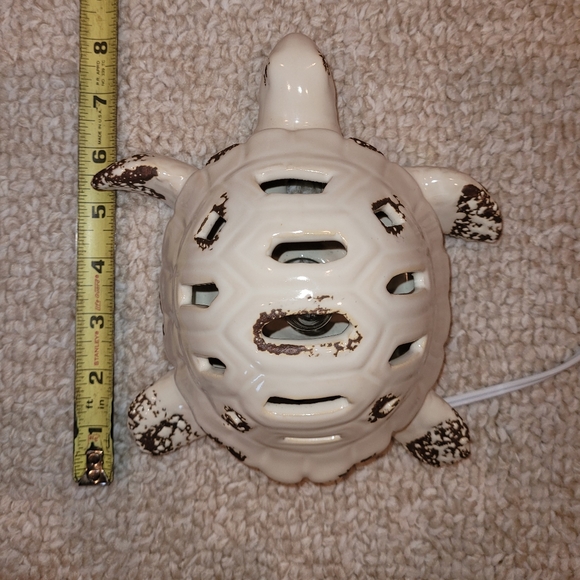 Pottery Turtle Side Accent Lamp Night Light Cream/Brown Sea life. - Picture 8 of 10